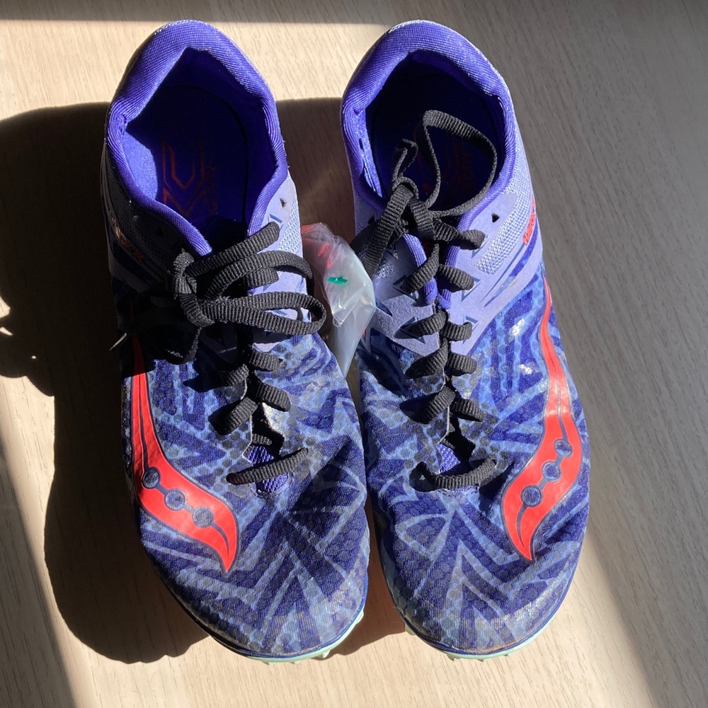 Saucony Havok XC Flat Women's Running Shoes Purple Red Size 12 spikes included